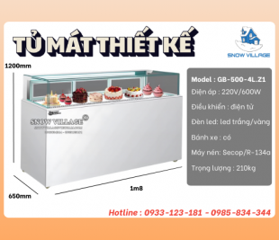 Tủ Mát Thiết Kế 1 Tầng 1m8 GB-500-4L.Z1 – Tủ Trưng Bày Bánh Kem Cho Quán Cafe