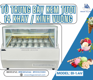 Tủ kem kính vuông 14 khay BL-1.4V – Giữ lạnh hương vị, trưng bày đam mê!