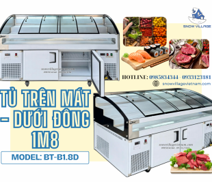 Hải sản tươi sống, thịt ngon tuyệt – Tủ Trên Mát Dưới Đông BT-B1.8D giữ trọn chất lượng.