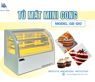 Tủ Mát Mini Kính Cong GB-120 – Tủ Trưng Bày Bánh Và Dessert Cao Cấp