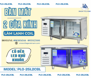 Giải Pháp Bảo Quản Cho Quầy Bar, Bếp Mở Và Mô Hình F&B Hiện Đại Với Bàn Mát 2 Cửa Kính 1m5 - PLO-25L2CBL