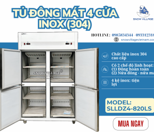 Tủ Đông/ Mát 4 Cửa Inox (304), Mở Ra Là Mát – Đóng Vào Là Đông – Giữ Hàng Luôn Chuẩn!