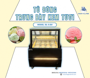 Tủ đông trưng bày kem tươi BL-0.8V là giải pháp bảo quản kem chuyên nghiệp cho cửa hàng quy mô vừa