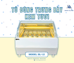 Tủ đông trưng bày kem kính cong BL-1.2 sang trọng và chuyên nghiệp cho cửa hàng kem