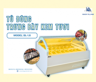 Tủ đông trưng bày kem tươi BL 1.6 giữ kem ngon chuẩn vị cho cửa hàng hiện đại