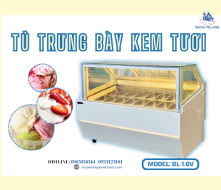 Tủ đông trưng bày kem tươi 16 khay BL-1.6V chuyên nghiệp cho mô hình kem tự chọn