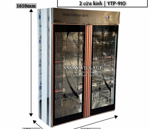 Tủ sấy chén đĩa 2 cửa kính siêu diệt khuẩn với dung tích 910L