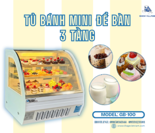 Tủ mát mini kính cong GB-100 nhỏ gọn, sang trọng cho quầy bar và tiệm bánh
