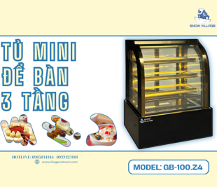 Tủ mát mini kính cong 4 tầng GB-100.Z4 – Gọn đẹp, trưng bày nổi bật