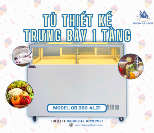 Tủ bánh kem thiết kế 1 tầng GB-350-4L.Z1 trưng bày kết hợp lưu trữ