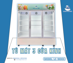 Tủ mát 3 cửa kính LC-1800X dung tích lớn cho cửa hàng kinh doanh