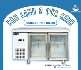 Bàn mát 2 cửa kính PLO.18L2Q giải pháp bảo quản thực phẩm chuyên nghiệp cho quầy bar
