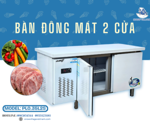 Bàn đông mát 2 cửa Inox PLO.35L2S đa năng cho bếp và quầy bar
