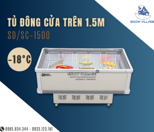 Tủ Đông "Nằm" Cửa Kính Lùa Trưng Bày Thực Phẩm 1.5m