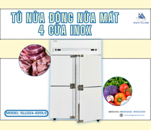 Tủ nửa đông nửa mát 4 cửa Inox SLLDZ4-820LS tối ưu lưu trữ thực phẩm cho bếp chuyên nghiệp