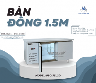 Bàn Đông Inox 1.5m "Quạt Lạnh" - Xả Đá Tự Động, Không Bám Tuyết