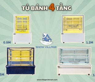 TỦ BÁNH 4 TẦNG KÍNH VUÔNG - Nhiều quy cách tuỳ chọn từ 0.9->1.8m