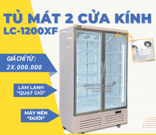 Tủ Mát 2 Cửa - Kính Trong Suốt, Khung Viền Cao Cấp