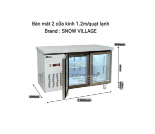 Bàn mát 2 cửa kính 1.2m "Quạt Lạnh"