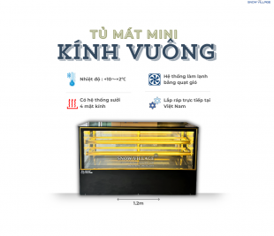 Tủ Mát Mini Để Bàn Kính Vuông - 1.2m