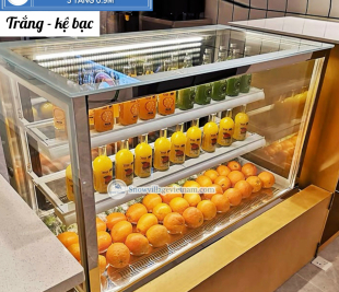 Tủ trưng bày bánh kem 90cm sưởi 4 mặt kính chống đọng sương