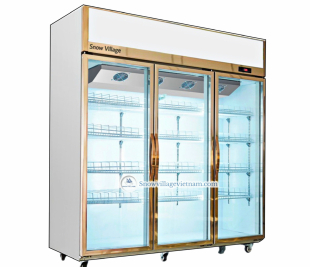 Tủ mát 3 cánh kính trưng bày bánh kem, đa dạng thực phẩm