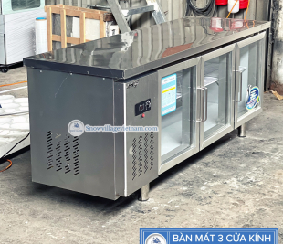 Bàn kính bảo quản mát size 1,8m