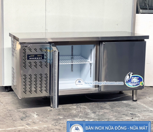 Bàn inox bảo quản 2 ngăn đông mát (1,5m)
