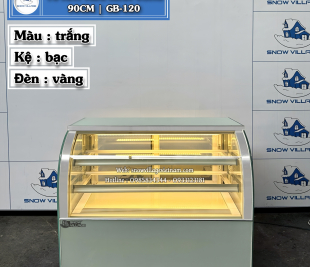 Tủ bánh mini kính cong 90cm màu trắng sang trọng