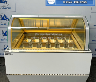 Tủ Trưng bày Kem Gelato kiểu dáng kính cong hiện đại