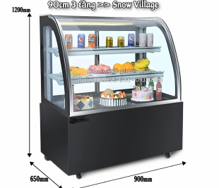 Tủ bánh kem kính cong 90cm Snow Village