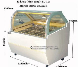 Tủ trưng bày Kem tươi 12 khay kính cong