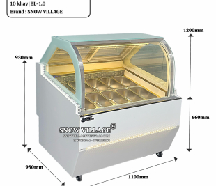 Tủ trưng bày kem Ý 10 khay chính hãng 