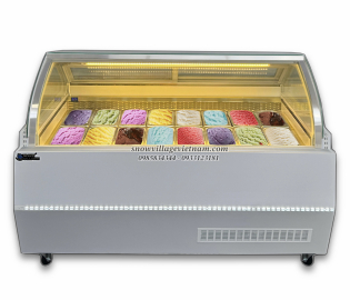 Tủ trưng bày kem kính cong 16 khay BL-1.6