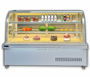 Tủ bánh kem kính cong 1.8m 3 tầng