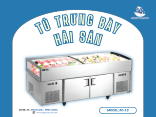 Tủ trưng bày hải sản AD-1.8 2 ngăn mát đông tiện lợi cho cửa hàng