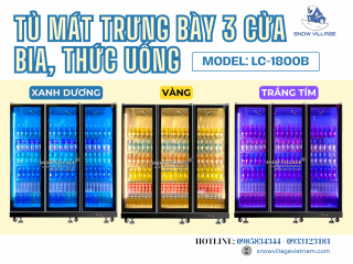 TỦ MÁT 3 CỬA KÍNH QUẠT LẠNH LC-1800B – ĐÈN LED 3 MÀU – TÔN VINH MỌI SẢN PHẨM!