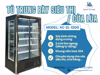 Tủ trưng bày siêu thị XC-ZL-1200 – Cửa lùa nhẹ tay, trưng bày cực hay!