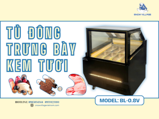 Tủ đông trưng bày kem tươi 8 khay BL-0.8V giải pháp lý tưởng cho mô hình kem tự chọn