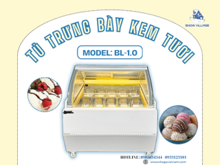 Tủ đông trưng bày kem tươi kính cong BL-1.0 cho mô hình kinh doanh kem tự chọn