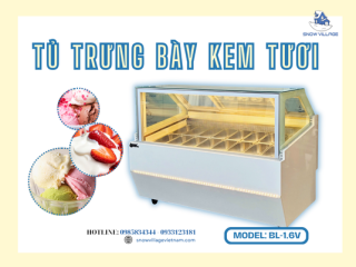 Tủ đông trưng bày kem tươi 16 khay BL-1.6V chuyên nghiệp cho mô hình kem tự chọn