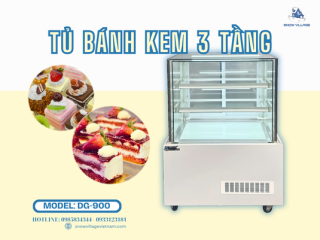 Tủ bánh kem thiết kế 3 tầng DG-900 sang trọng cho quầy bar và tiệm bánh