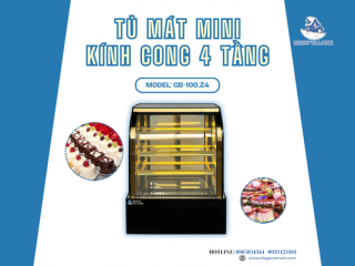 Tủ mát mini kính cong 4 tầng GB-100.Z4 là lựa chọn trưng bày tinh tế cho không gian kinh doanh hiện đại