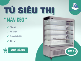 Tủ mát trưng bày siêu thị dạng hở thông dụng 1.5m