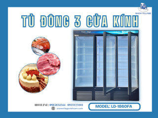 Tủ đông 3 cửa kính LD-1860FA trưng bày thực phẩm đông lạnh chuyên nghiệp