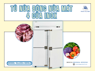 Tủ nửa đông nửa mát 4 cửa Inox SLLDZ4-820LS tối ưu lưu trữ thực phẩm cho bếp chuyên nghiệp