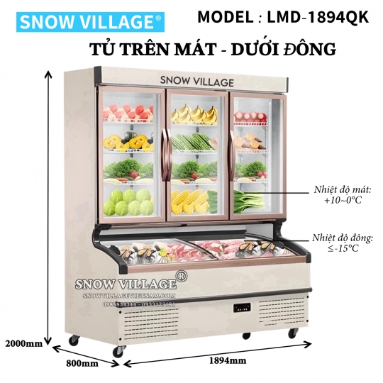Tủ trên mát dưới đông siêu thị LMD-1894QK