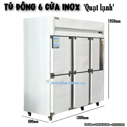 Tủ đông 6 cánh inox 304