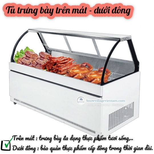 Tủ trưng bày thịt tươi trên mát-dưới đông SC-1.6 2T