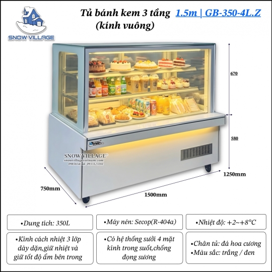 Tủ bánh 3 tầng 1.5m GB-350-4L.Z